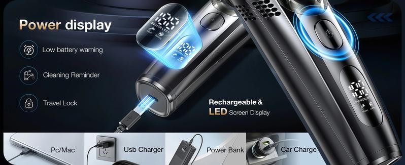 Vacuum Beard Shaver for Men,Built-in Vacuum Trimmer for Mustache, Sideburns, Facial Hair, Rechargeable, IPX6 Waterproof, 2 Comb, Comfort face 2in1 Electric Razor rechargeable men 2025 ornament