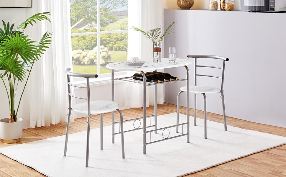 Yaheetech 3 Piece Dining Table Set Kitchen Table & Chair Sets for 2 with Steel Legs and Storage Rack for Kitchen Apartment Small Space Yaheetech 3 Piece Dining Table Set Kitchen Table & Chair Sets for 2 with Steel Legs and Storage Rack for Kitchen Apartment Small Space