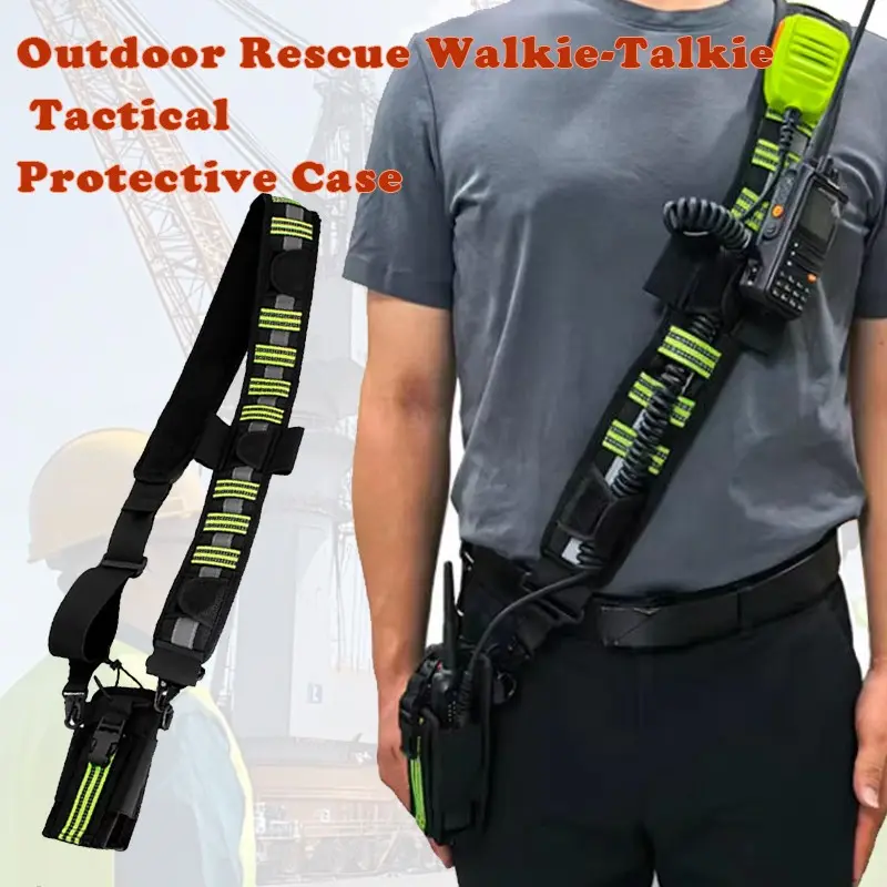 Firefighter Portable Radio Reflective Shoulder Strap, Walkie-Talkie Tactical Harness for Construction Sites, Rescue Team Handheld Backpack Protective Cover,Outdoor Sports Rescue Strap,Outdoor Equipment Accessory,Universal Adjustable Visibility, Safety
