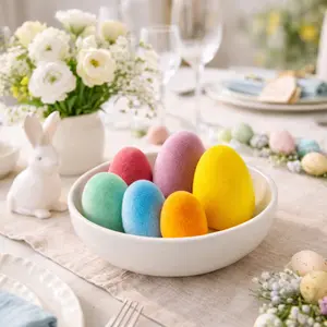 Flocked Easter Eggs Farmhouse Décor – Set of 6