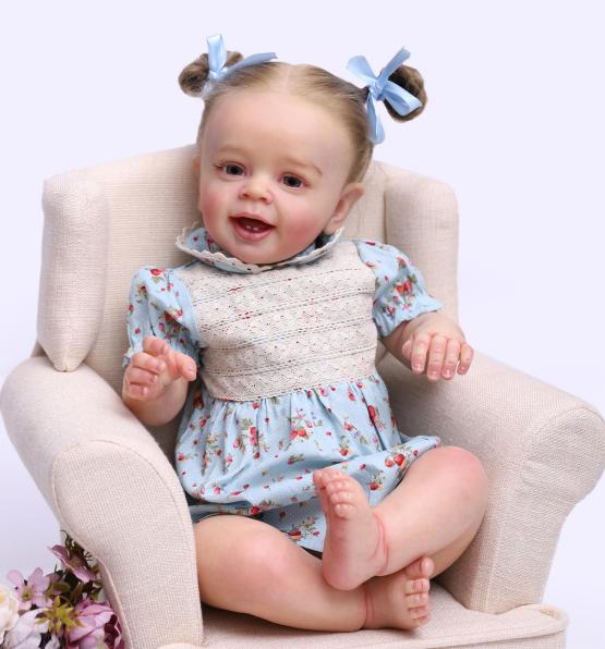 22 inches 55 cm Silicone Doll Girl Princess with Cute Face Lifelike Reborn Doll Artist Hand Painted Realistic Revived Baby Doll for Collection Festival Birthday Halloween Perfect Christmas Gift for Children Over 3 Years Old