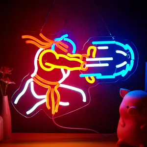 Street Fighter Neon Sign Led Cool Sports Wall Art Decor for Home, Gym, Sport Room, Gift for delight fans of retro video games summerwins,summerwins