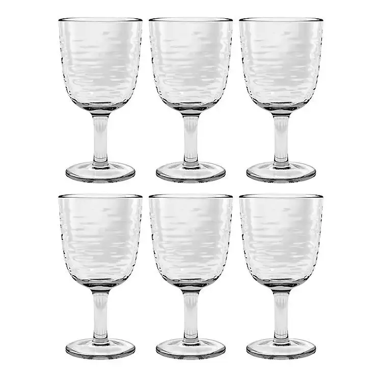 Ripple Clear Shatterproof Goblet Glasses, Set of 6
