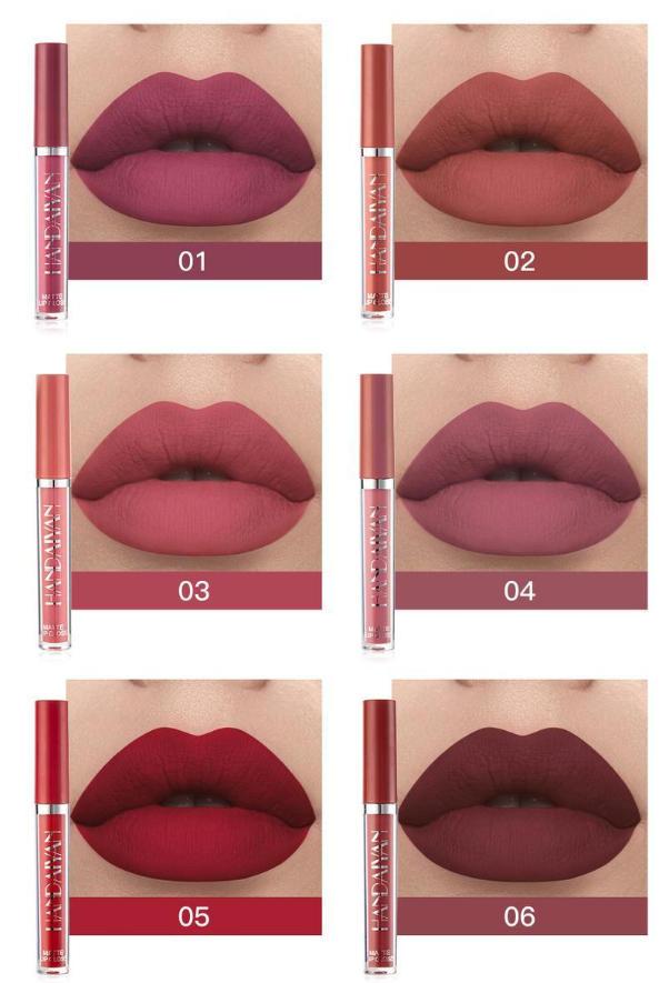 HANDAIYAN 6 Counts Waterproof Long-Lasting Matte Liquid Lipstick Set High Pigmented Nude Non-Stick Cup Lip Gloss Kit for Girls Women Make Up Gift Set Makeup Pearl