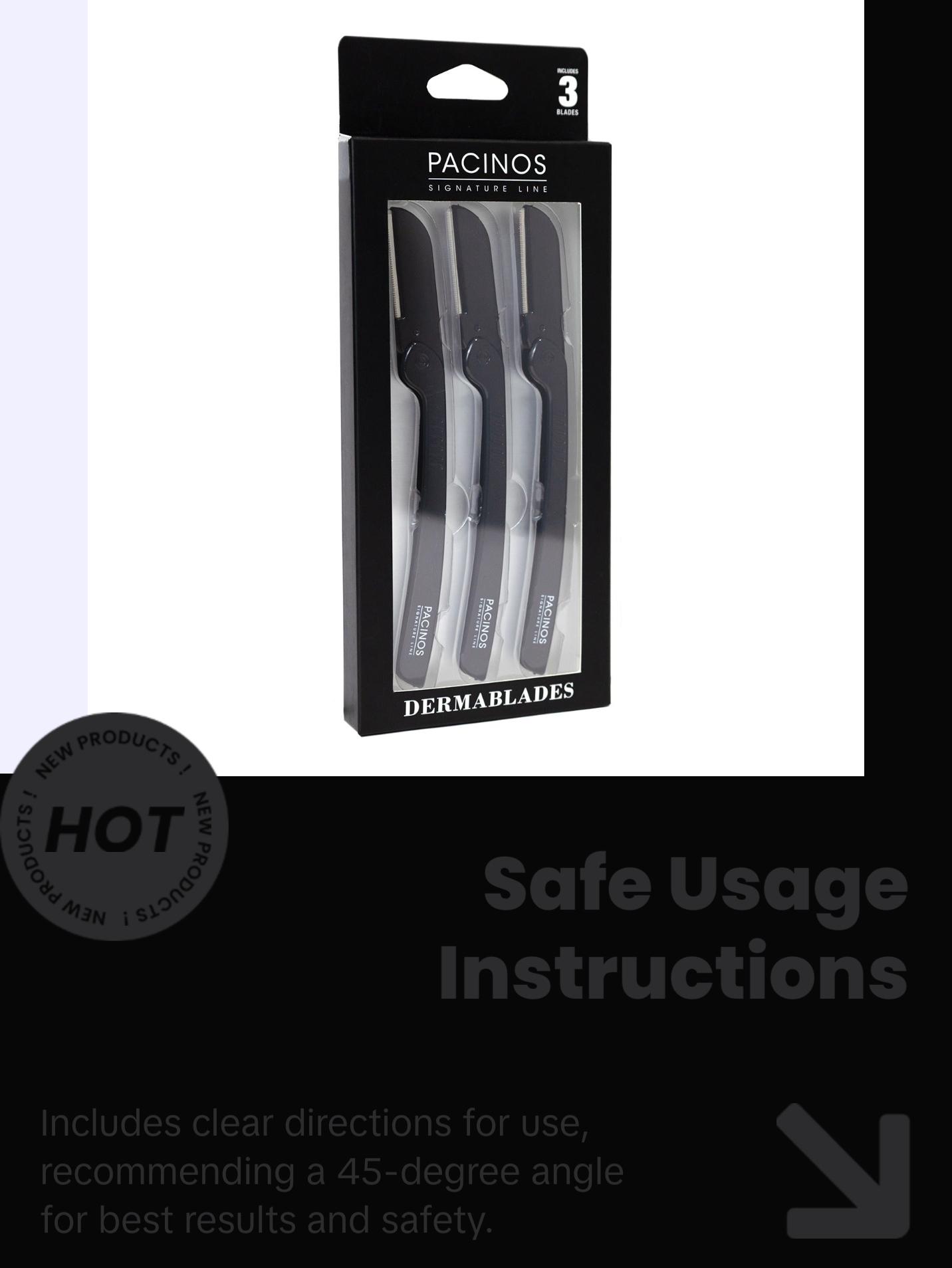 Pacinos Signature Line Derma Blades - Stainless Steel Exfoliating Blades for Skincare and Facial Comfort Cutting Exfoliate