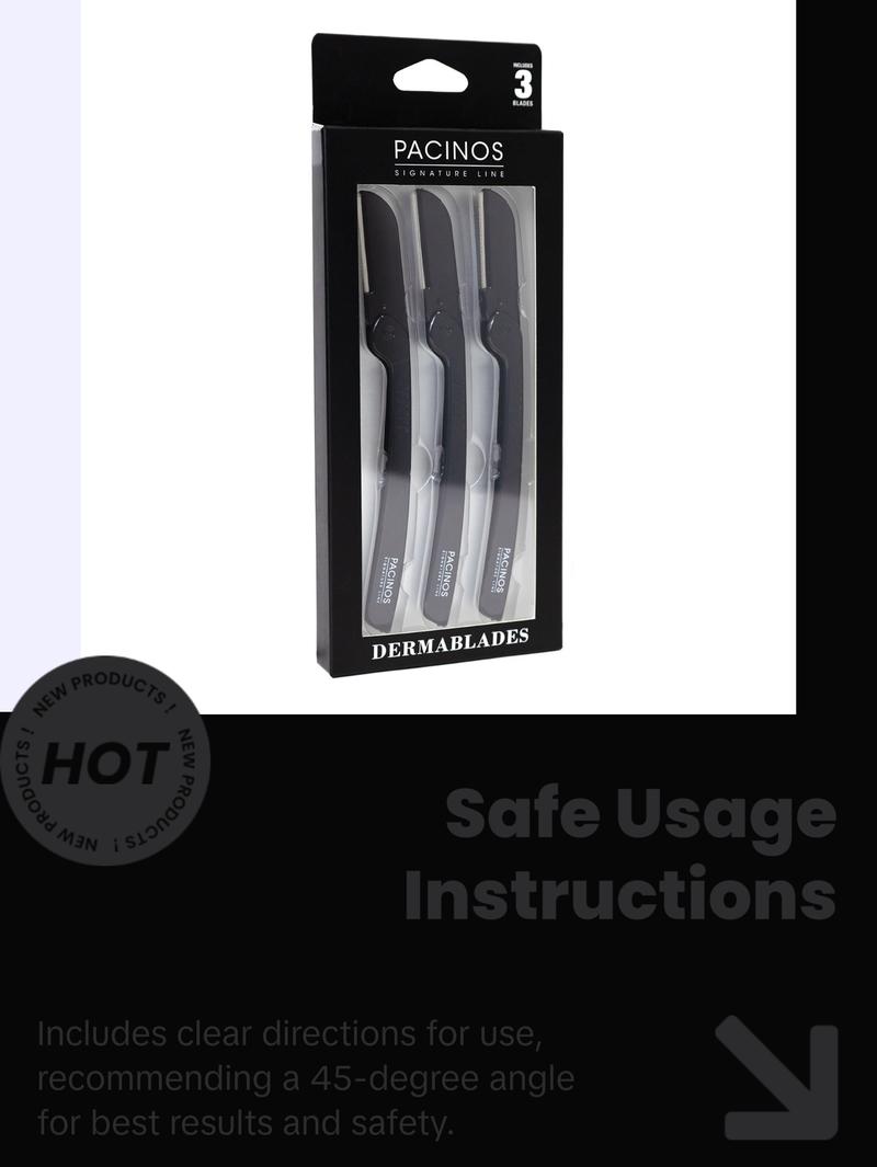 Pacinos Signature Line Derma Blades - Stainless Steel Exfoliating Blades for Skincare and Facial Comfort Cutting Exfoliate
