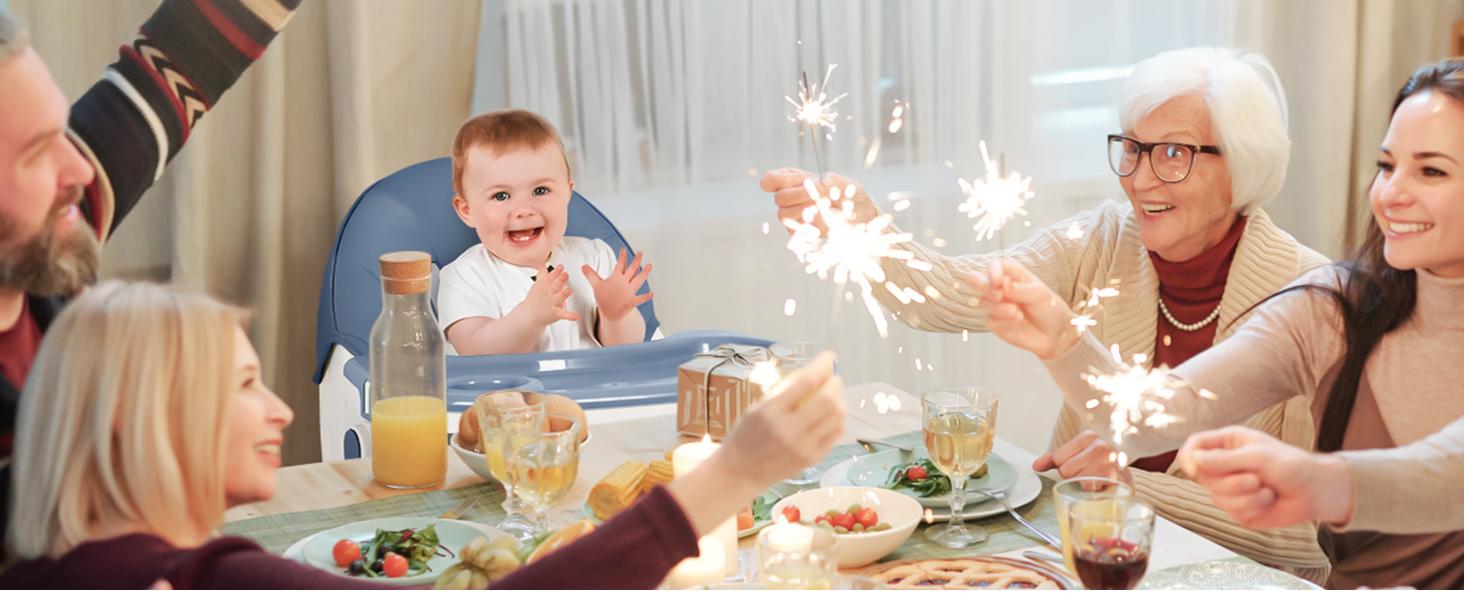 (With Wheels)High Chair For Children's,Multifunctional 3 in 1 Adjustable High Chair with Removable 3-Position Adjustable Tray, Stability Structure & 3-Point Safety Harness,Dining Room Furniture