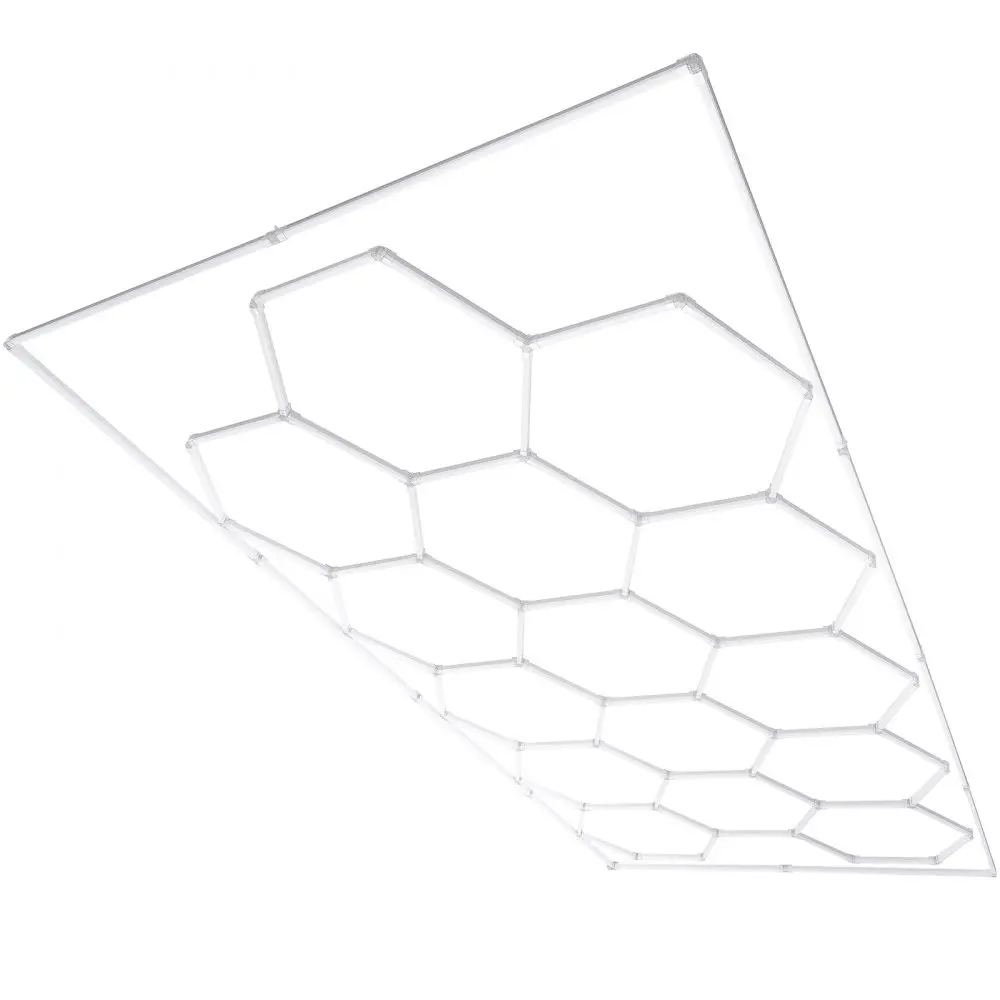 VEVOR Polycarbonate Garage LED Light, 66300LM High Lumens, 15-Hexagon Honeycomb Hexagon Grid Pattern, Daylight, Modern, Easy to Install, for Home Improvement & Commercial Lighting, 15-Hexagon Honeycomb Setup
