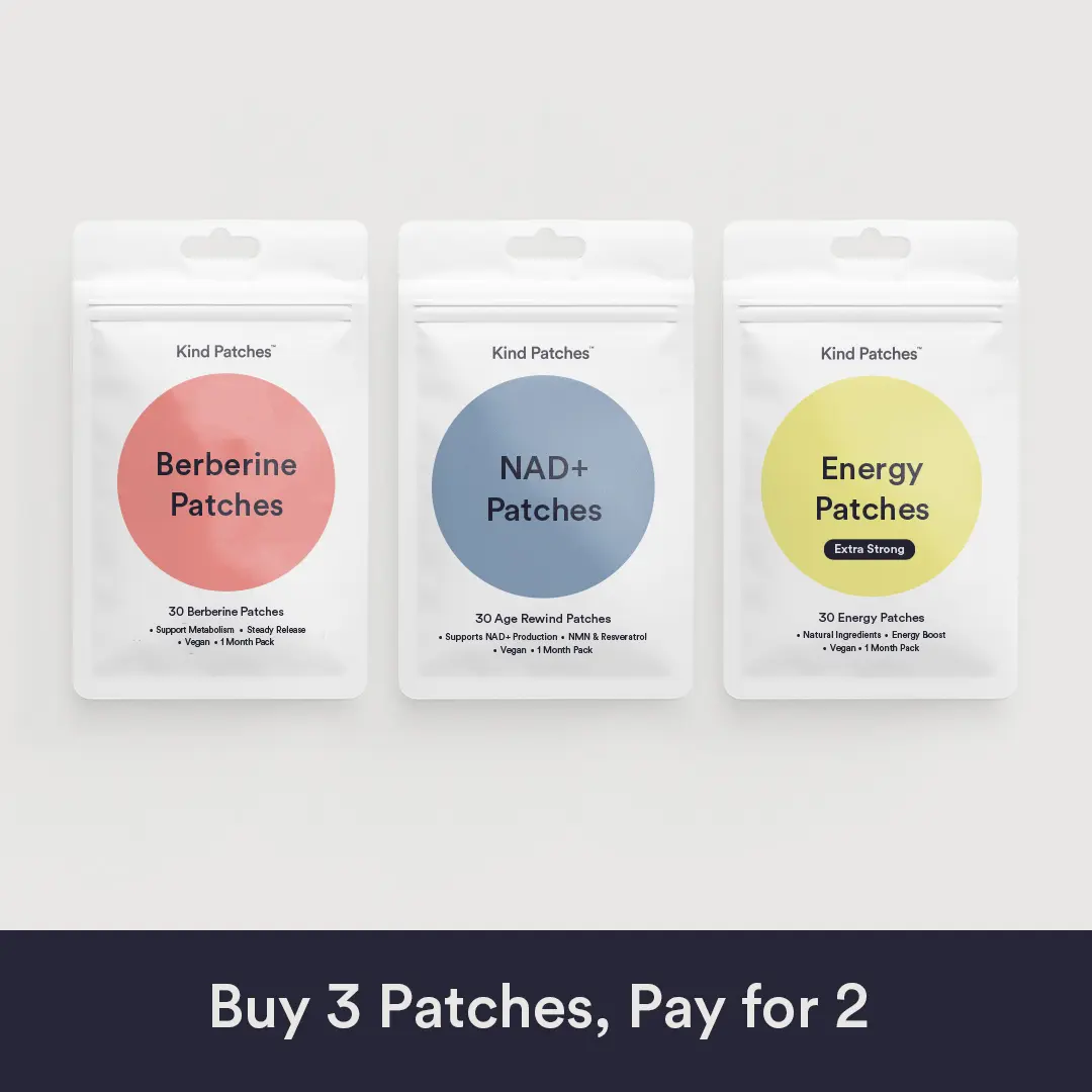 Kind Patches Hero Bundle, Berberine Patches + NAD+Patches + Energy Patches Extra Strong, 3 Months Supply, Metabolism, Healthy Aging, Energy