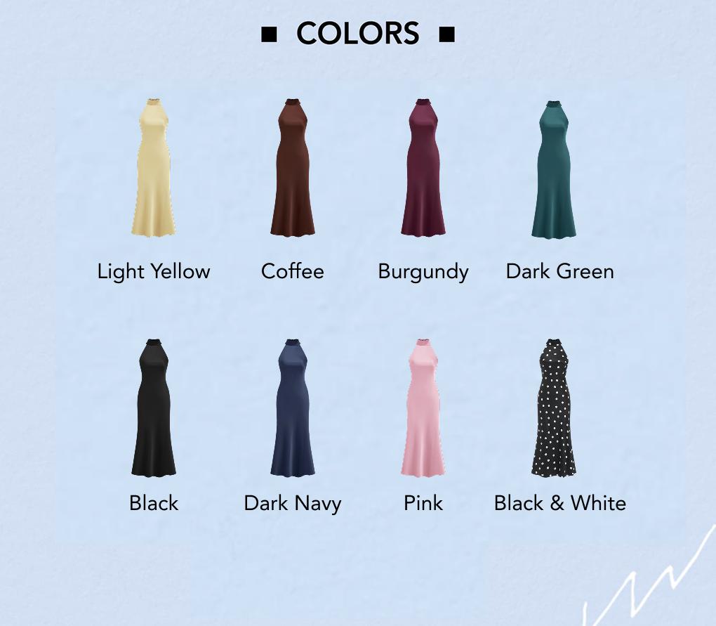 Cider Satin Halter Neckline Backless Maxi Dress– Wedding Guest & Evening Party