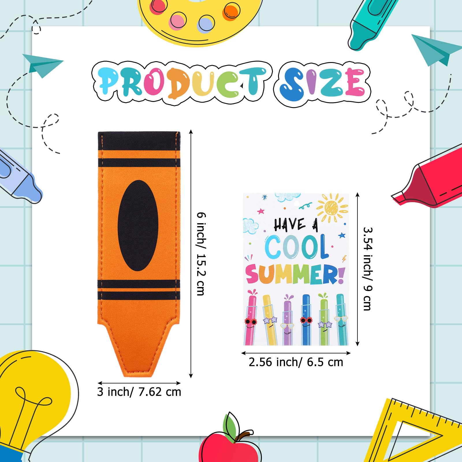 24/30 Pack End of School Year Gifts Reusable Ice Pop Sleeves with Gift Cards & Ribbon, Multicolor Washable Neoprene Popsicle Holders for Students, Classroom Prizes, Summer Favors