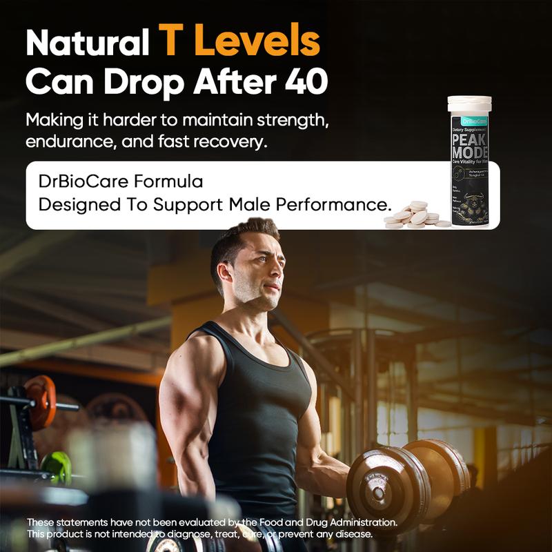 DrBioCare Men’s Testosterone Support – Stamina, Strength,Power& Performance| Effervescent Tablets with L-Arginine, Shilajit, Maca & Ashwagandha