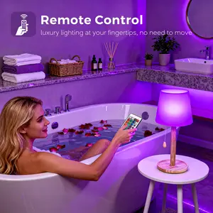 Cordless Shower Lamp Waterproof, Rechargeable Bathroom Lamp with 16 Color Changeable, Dimmable Table Lamp with Remote Control, LED Night Light for Inside Shower, Outdoor, Bedroom, Restaurant, Camping