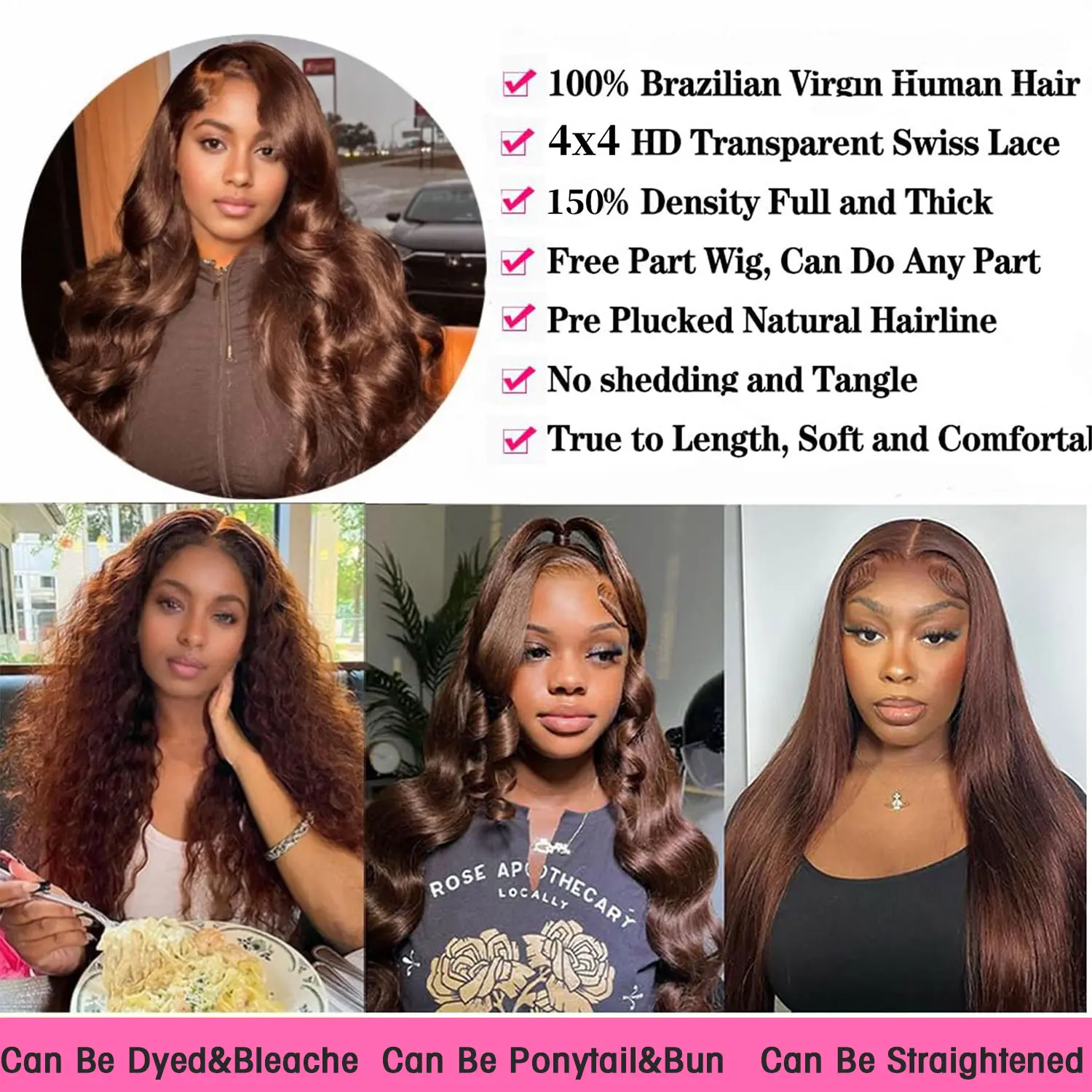 Wig brown Swisslace lacefront Deep Waves 26 Long 30 main image 2