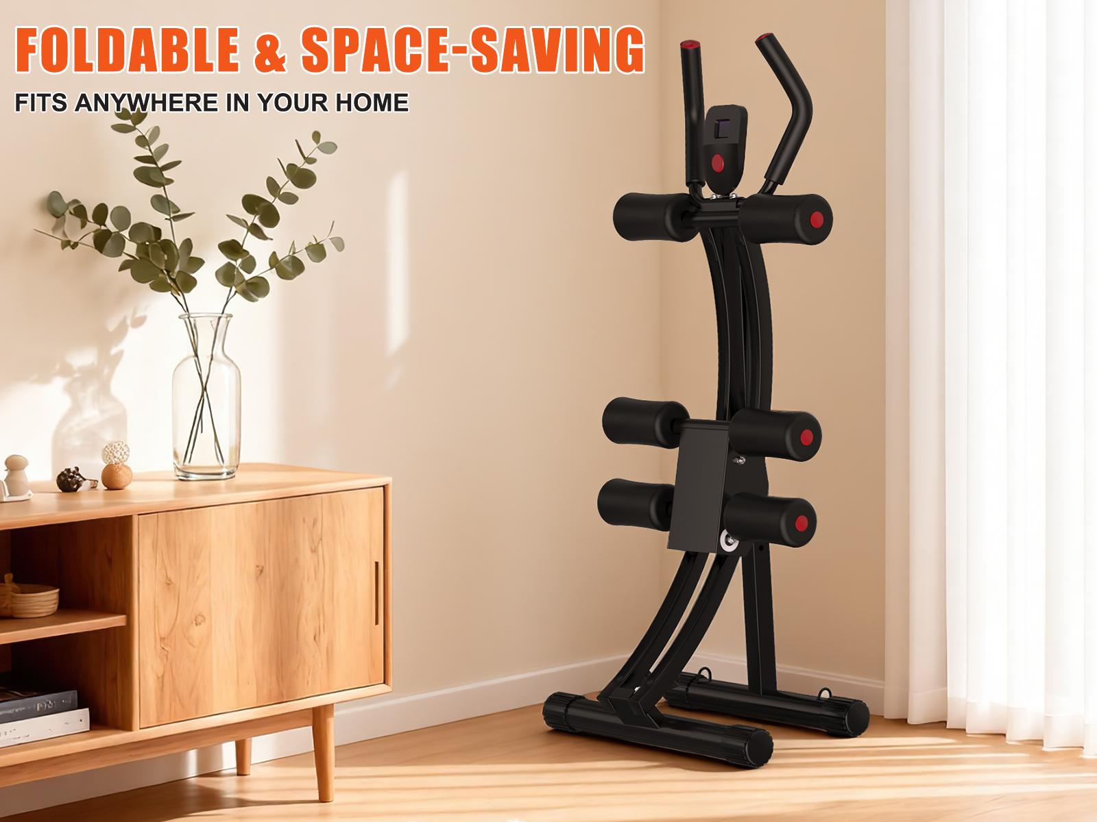 Bearbro Foldable Ab Machine – Foldable Core Workout Equipment for Home Gym with Knee Support, Fitness Equipment Max 440lbs with LCD Display