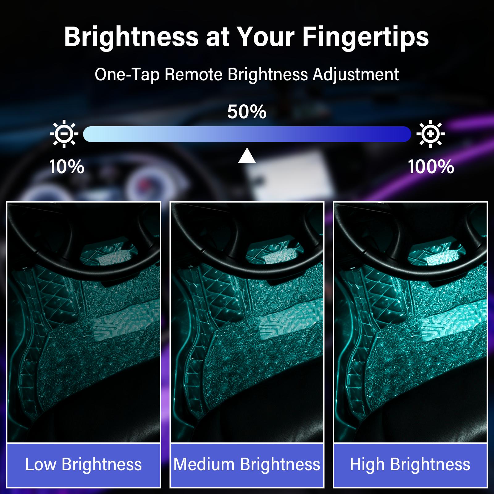 Car Foot Atmosphere Light Car LED Lights, Smart Car Interior Lights with App Control, RGB Lights with DIY Mode and Music Mode, 2 Lines Design LED Lights for Cars with Car Charger, 12V Car Accessories Carconversion