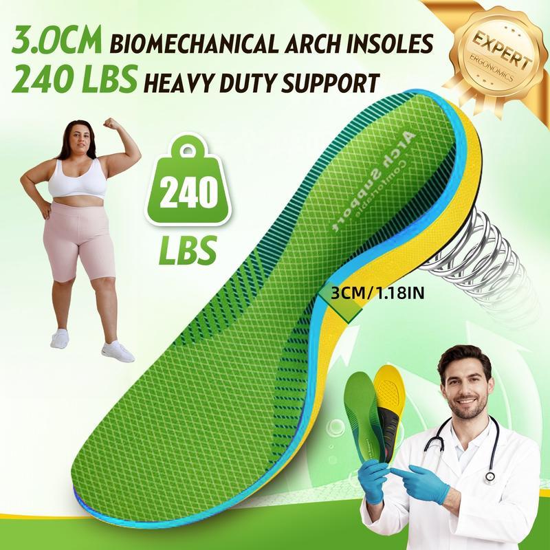High Arch Support Orthotic Insoles ,Plantar Fasciitis Insoles,Work Boot Insoles For Standing All Day,220+lbs Shock Absorbing Heavy Duty Support Relief Foot Pain,Orthotic Flat Feet,Heightening Insole,Chef,Food Service,Shoe Inserts,Sweat Footwear