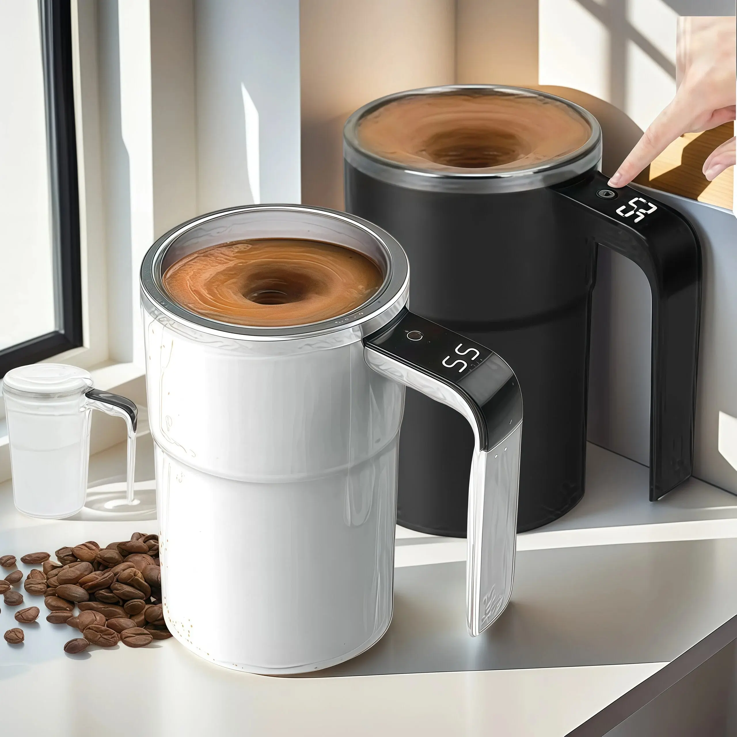 Automatic Magnetic Self Stirring Coffee Mug Rechargeable Stainless Steel Insulated Mixing Cup with Lid for Coffee Milk Tea Hot Chocolate and Protein Powder Christmas Gift