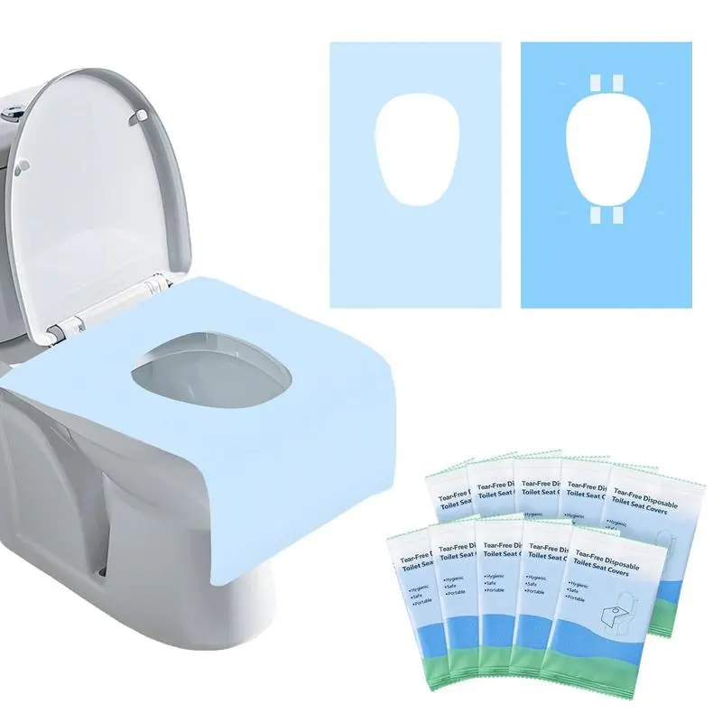 10 Packs Tear-Free Toilet Seat Covers Disposable for Adults and Kids, 16x24 Inch Waterproof Non-Slip Disposable Toilet Seat Cover for Travel, Public Toilet, Outdoors (Individual Package)