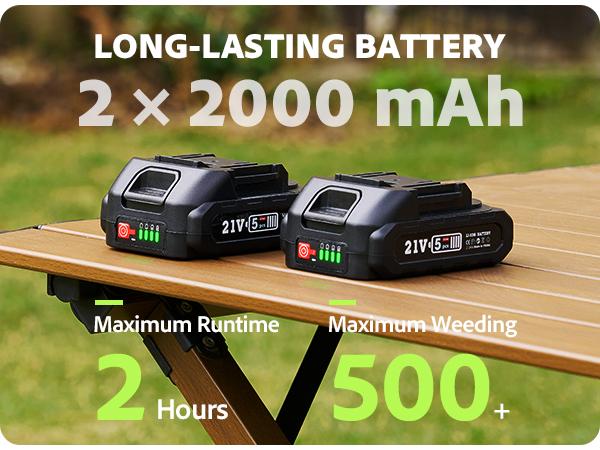 【Flash sale】Electric Weed Puller Tool 21V Battery Powered 2pcs 2000mAh, Heavy Duty 3-Claw Steel Root Weeder Stand-Up Remover Picker Grabber Popper, for Dandelion Lawn Garden Yard EWP001