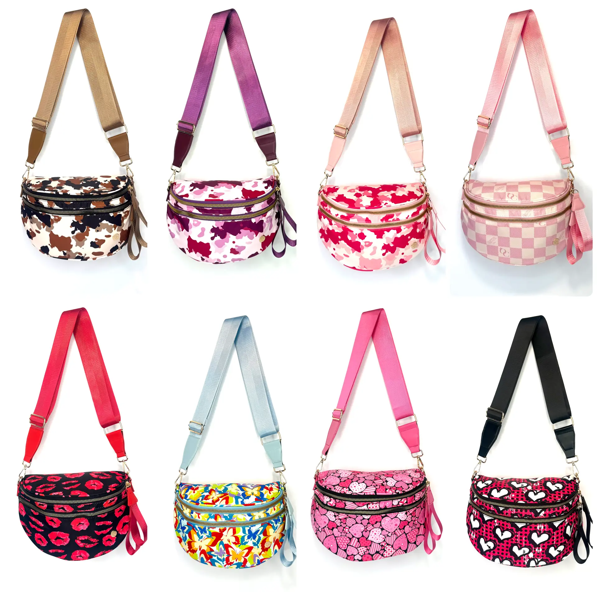 Women's Signature Crossbody Bags - Casual Crossbody, Fashionable Versatile Purse, Bold Prints, Zipper Closure, Adjustable Strap, Made to Stand Out