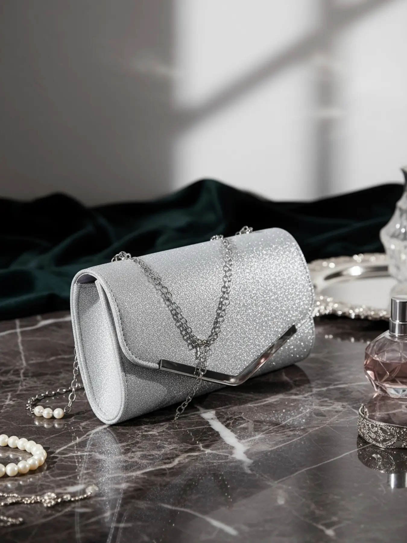 Women's Elegant Evening Bag, Sparkle Fabric Handbag, Glitter Evening Bag for Weddings, Parties, Birthdays, Valentine's Day, Mother's Day, Christmas, Handheld Bag Purse