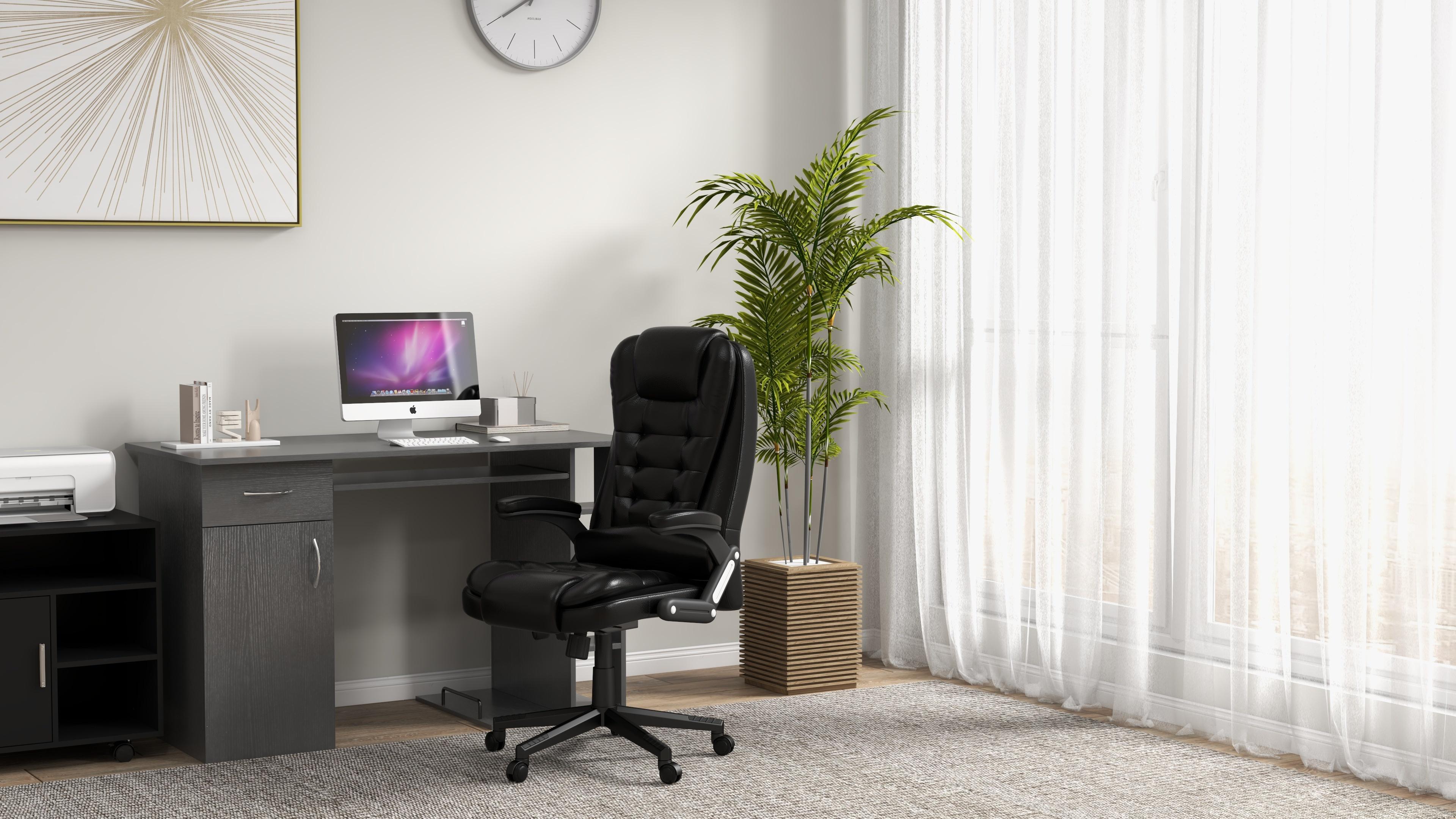 HOMCOM 6 Point Vibrating Massage Office Chair with Heat, High Back Executive Office Chair with Reclining Backrest, Padded Armrests, Swivel Wheels, Computer Desk Chair with Remote Control