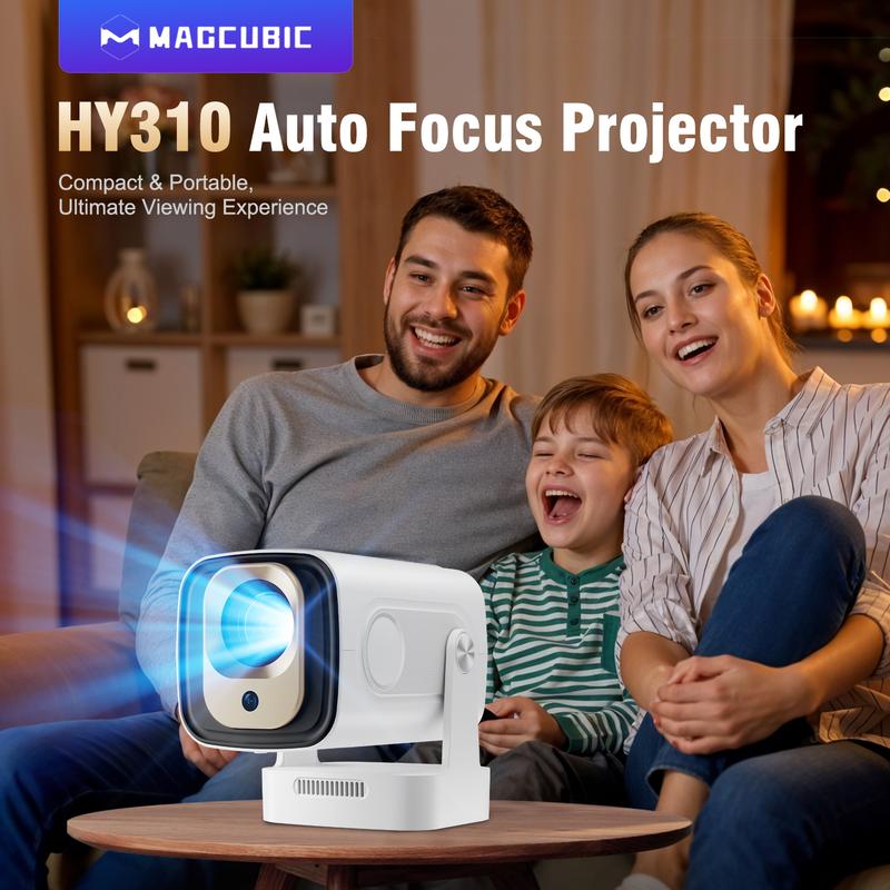 [US warehouse] Magcubic HY310 Portable Projector Auto Focus 330ANSI Native 1080P Android 11 BT5.4 WIFI6 4K Videosource Supported  Smart Flexible Rotating 60Hz Reflash Home Cinema Mini Projector 130"Screen Built-in Speaker Allwinner H713