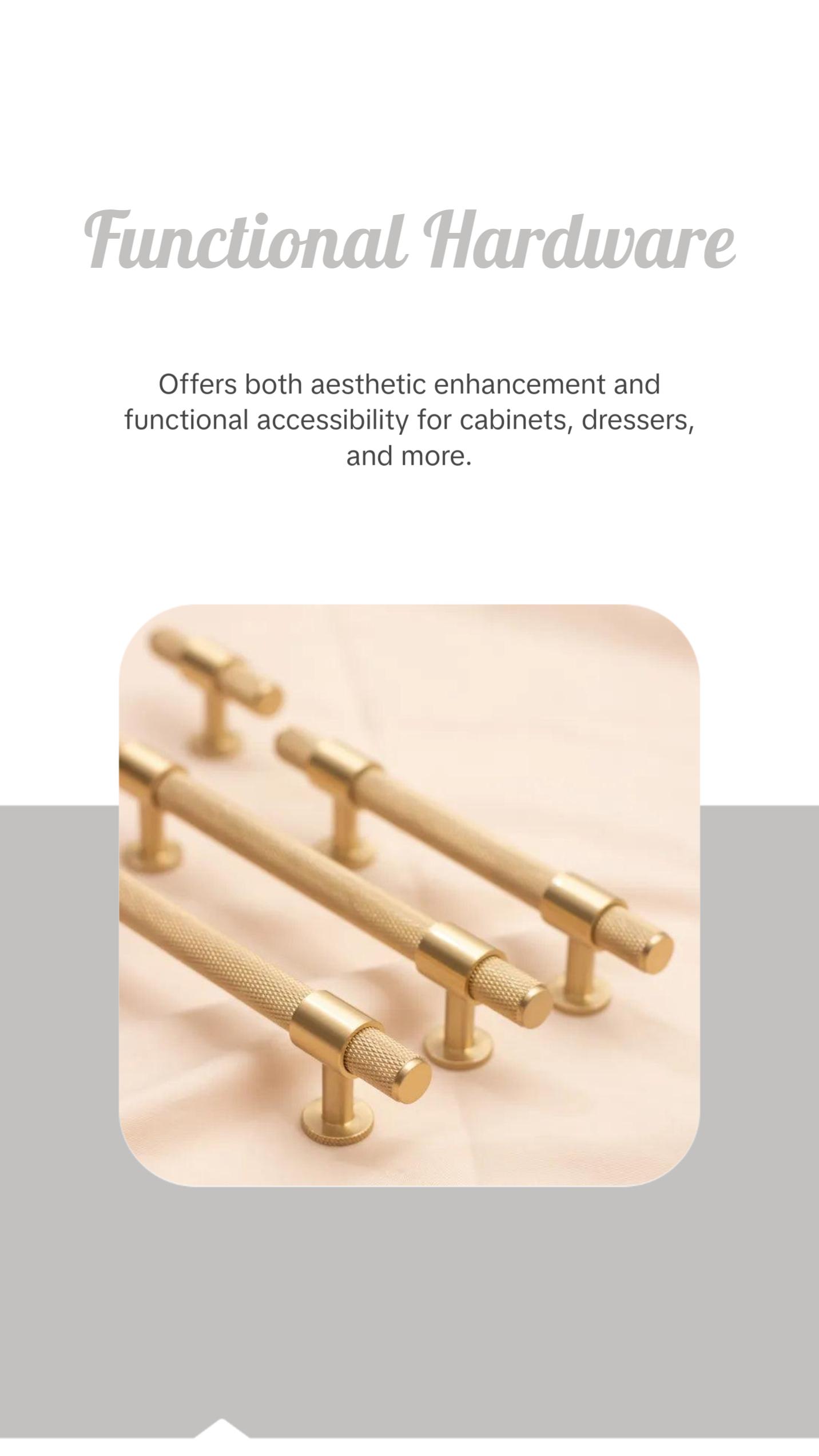 Solid Satin Brass Knurled Drawer Pulls and Knobs