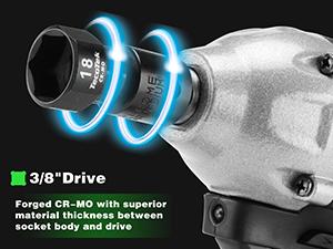 TecoTek 14-Piece 3/8-Inch Drive Metric Low Profile Impact Socket Set 6mm-19mm No Skips 6 Point CR-MO Shorter for Tight Areas