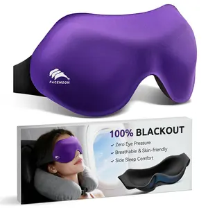 Blackout Sleep Mask for Travel, 3D Contoured Eye Mask for Side Sleepers, Lightweight Zero Pressure Sleep Mask for Women & Men
