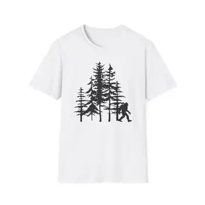 Bigfoot Forest T Shirt Sasquatch Silhouette Camping Hiking Graphic Tee