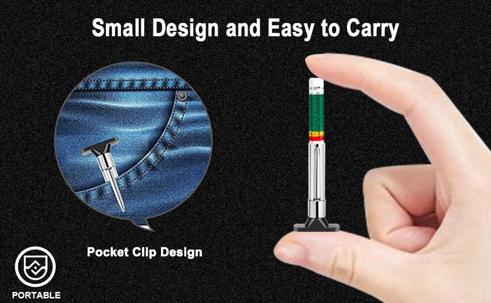 2 Counts 25mm Car Tire Tread Depth Gauge Color Coded, Universal Car Tire Tread Depth MeterReads in MM and 32nds, Quickly Identifies Tread on Tires