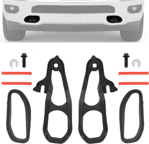 Left&Right Front Black Tow Hook Kit Compatible with 2019-2024 Ram 1500 DT W/Frames & Hardware Replacement for 68272944AB 68265144AA 68272945AB 68272945AA 68274701AB 68274702AA Steel+Plastic
