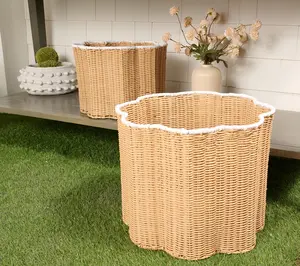 Home Reflections S/2 In/Outdoor Nesting Poly Rattan Basket Home Reflections S/2 In/Outdoor Nesting Poly Rattan Basket