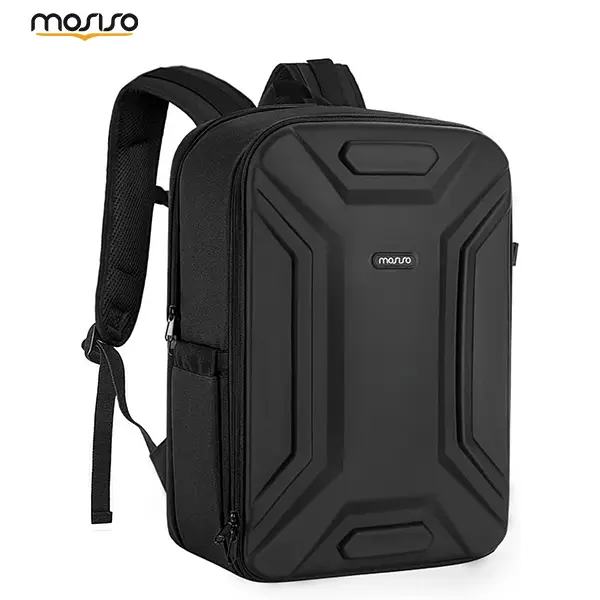 MOSISO Waterproof Hard Shell Camera Backpacks - Shockproof DSLR/SLR/Mirrorless Camera Bag with Tripod Holder, 15-16" Laptop Compartment, Anti-Theft Pocket, Clip Strap, 18.03x11.8x7.28 Inch Geometric Bag for Canon, Nikon, Sony, DJI Drone (Black)