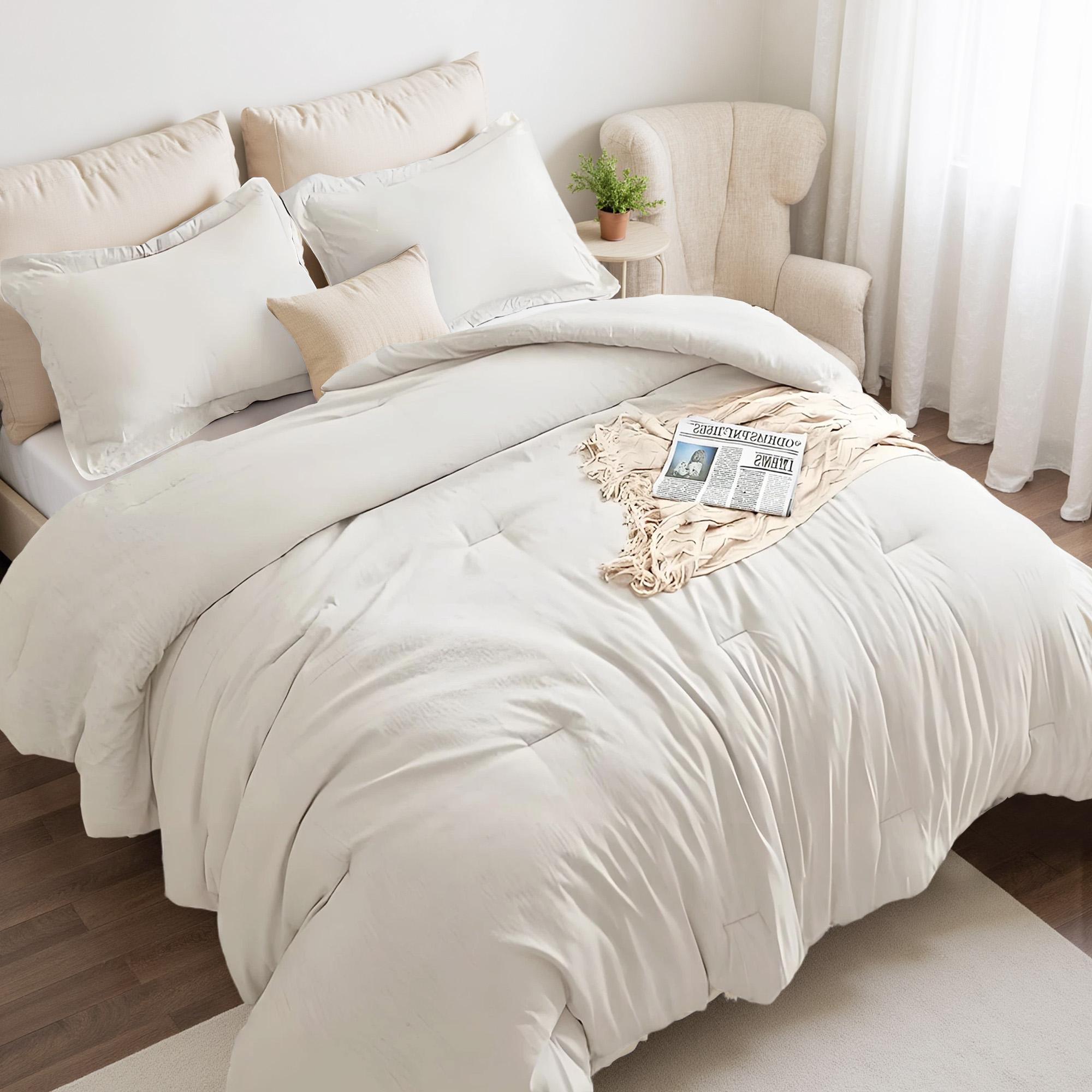 Bepatio 3pcs Soft Cozy Comforter Set Queen Size - Washable Bedding Comforter In Twin Size, Luxury Bedroom Decor Accessories, Breathable Lightweight Fluffy Bedding Sets with 1 Comforter and 2 Pillow Shams,  full comfort, Ideal Gift