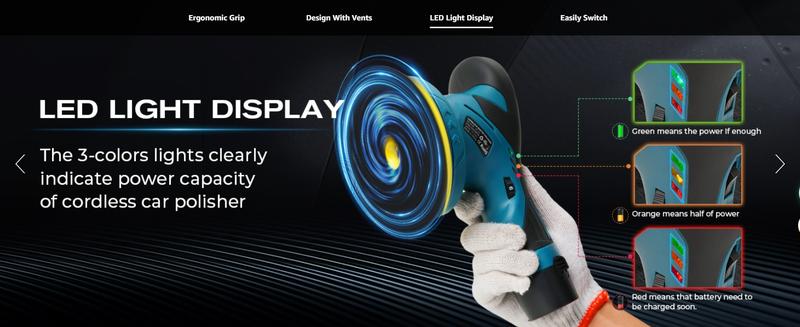 Saker Cordless Automotive Buffering Polisher - 6-inch portable polishing waxing machine kit for automotive details