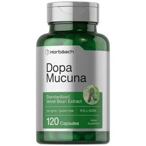 Horbäach Dopa Mucuna Supplement | 120 Capsules | Velvet Bean Herbal Extract | 15% L-Dopa | Non-GMO & Gluten Free