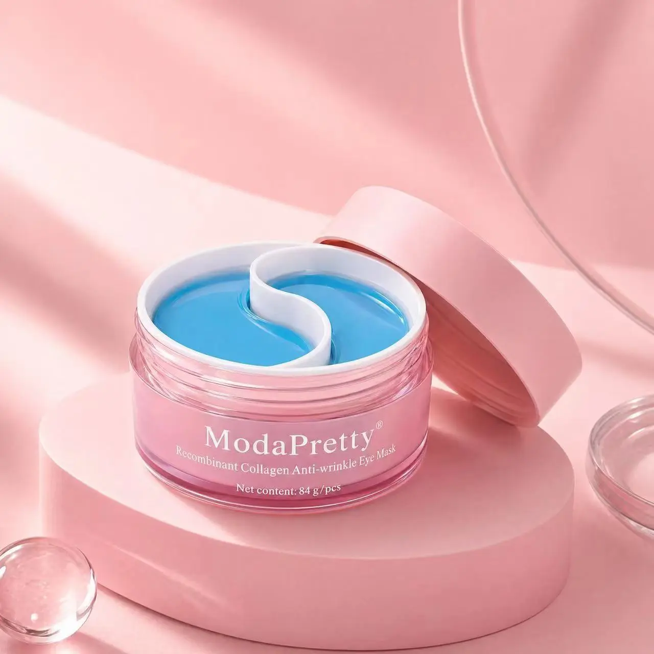 Latest Recombinant Collagen Blend Under Eye Hydrogel Mask, Sensitive Safe for Dark Circles & Puffy Eyes, Firming, Brightens Skin, Non-Irritating Blue Patches with Peptides & Niacinamide, Cooling Skincare Treatment