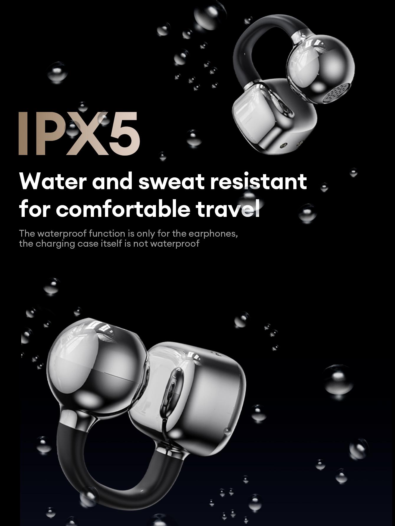 AOC ACD1501 Clip-On Wireless Headphones with 2026 Bluetooth 6.0, Faster & Stable Connection, Low Power Use, IPX5 Waterproof Audio Earbuds for Music & Calls, Comfortable for Sports & Workouts