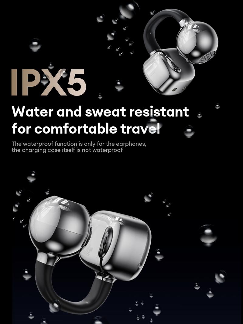 AOC ACD1501 Clip-On Wireless Headphones with 2026 Bluetooth 6.0, Faster & Stable Connection, Low Power Use, IPX5 Waterproof Audio Earbuds for Music & Calls, Comfortable for Sports & Workouts