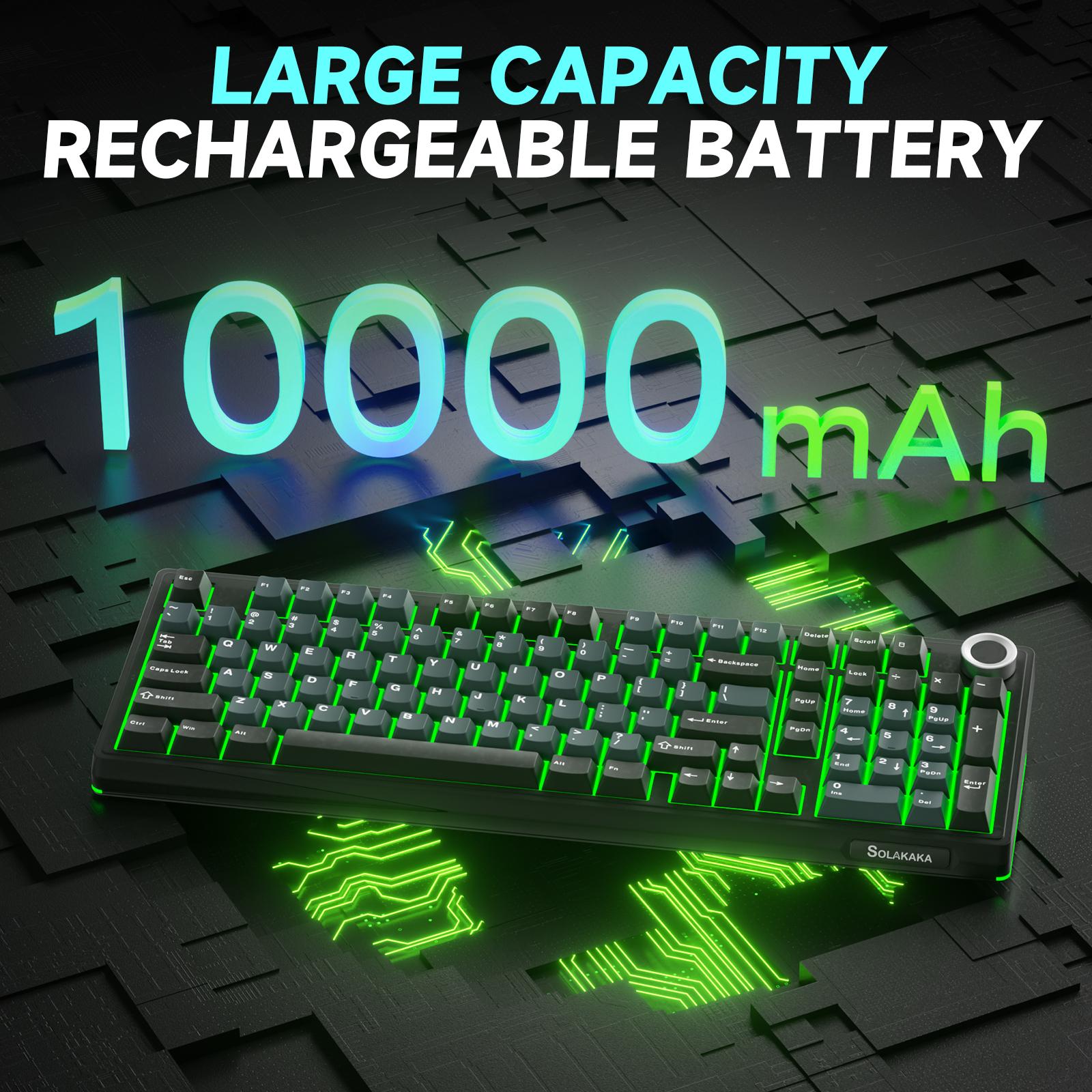 SOLAKAKA KI99 Pro Silent Wireless Mechanical Keyboard Feather Switch Hot Swappable RGB Backlit Gasket Structure Tri-Mode Gaming Keyboards BlackBlue