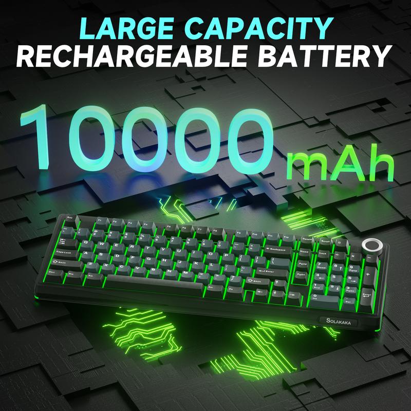 SOLAKAKA KI99 Pro Silent Wireless Mechanical Keyboard Feather Switch Hot Swappable RGB Backlit Gasket Structure Tri-Mode Gaming Keyboards BlackBlue