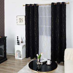 Deconovo Black Out Curtains  2 Panels- Black and Gold Curtains for Bedroom, Noise Reducing,Grommet Thermal Drapes for Living Room  luxury curtains
