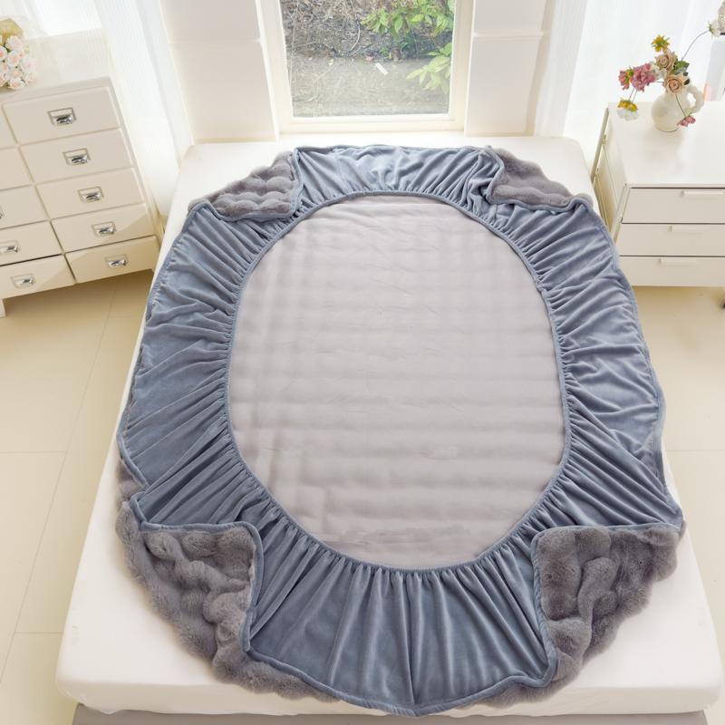 H&D Fluffy Faux Rabbit Fur Fitted Sheet 3-Piece Set — Ultra-Soft Plush Bed Sheet with 2 Pillowcases — Cozy, Warm, Solid-Color Bedding — Fits Queen and King Size Mattresses