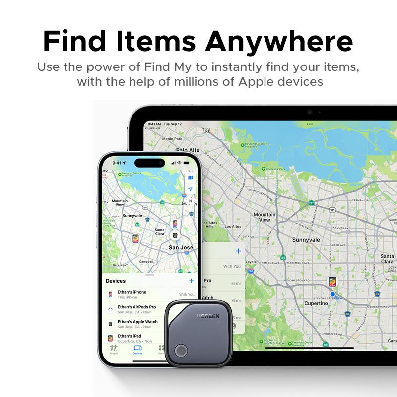 UGREEN Finder Tag Compatible with Apple Offcial Chip (for iOS Only), Anti-lost for Car Key Wallet Luggage Passport with Alarm& Left-Behind Remind Slim Bluetooth Tracker,Gps Signal Protector Smart Tracking ,TikTokShopBlackFriday ,#TikTokShopHolidayHaul