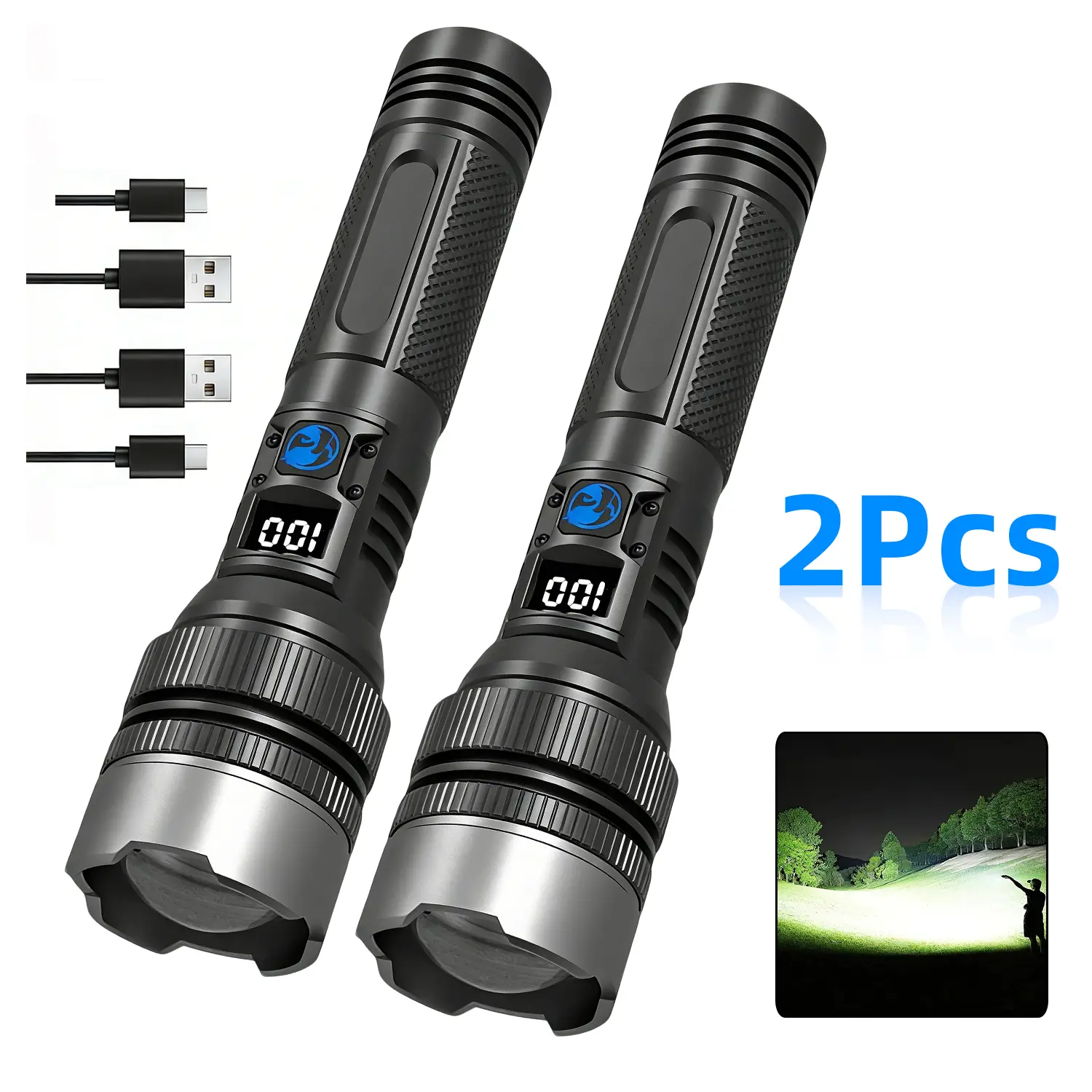 1 x 2200lm led rechargeable flashlight torch with charger black NEXTORCH P82C Long-Range Flashlight, 2200 Lumens improving the safety of use Brazil WarehousWurkkos TD01C Rechargeable Tactical