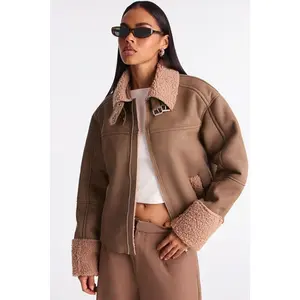 Cabin Getaway Faux Leather Moto Jacket - Mocha A