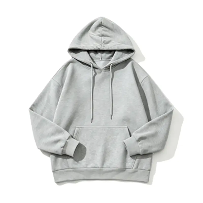 Men’s Loose Long-Sleeve Polyester Pullover Hoodie - Menswear, Stylish Soft Fleece Athletic Top with Kangaroo Pocket, Metal Drawstring, Plain Casual Streetwear for Fall Everyday Wear